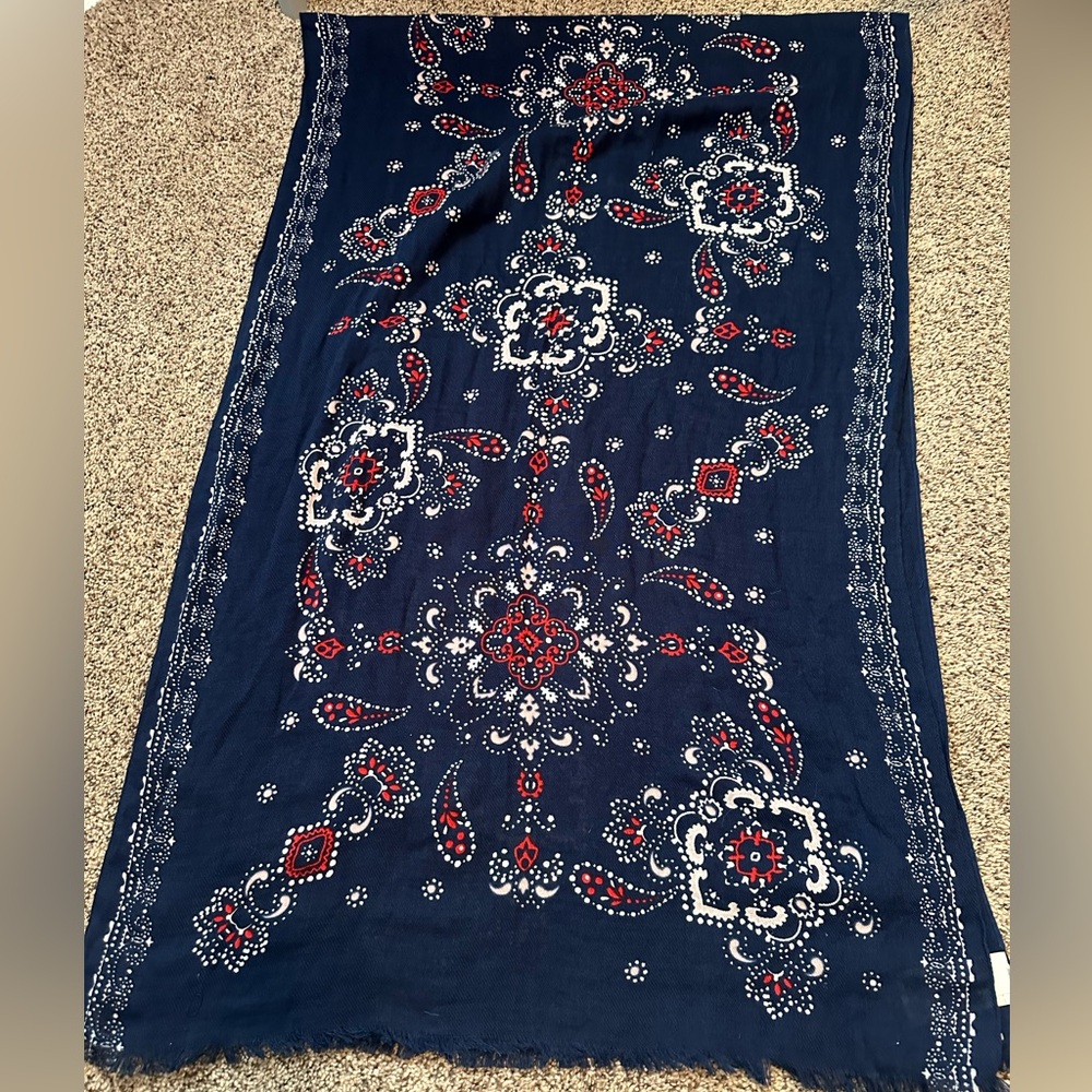 Bandana Print Navy and Maroon Paisley Scarf Cotton